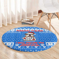 Christmas Stalker Bulldog Round Carpet Xmas Holiday Patterns - Wonder Print Shop