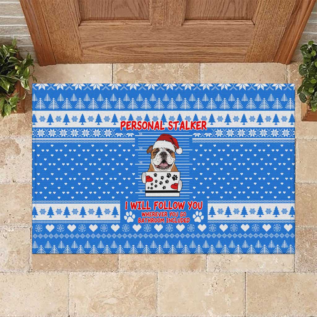 Christmas Stalker Bulldog Rubber Doormat Xmas Holiday Patterns - Wonder Print Shop