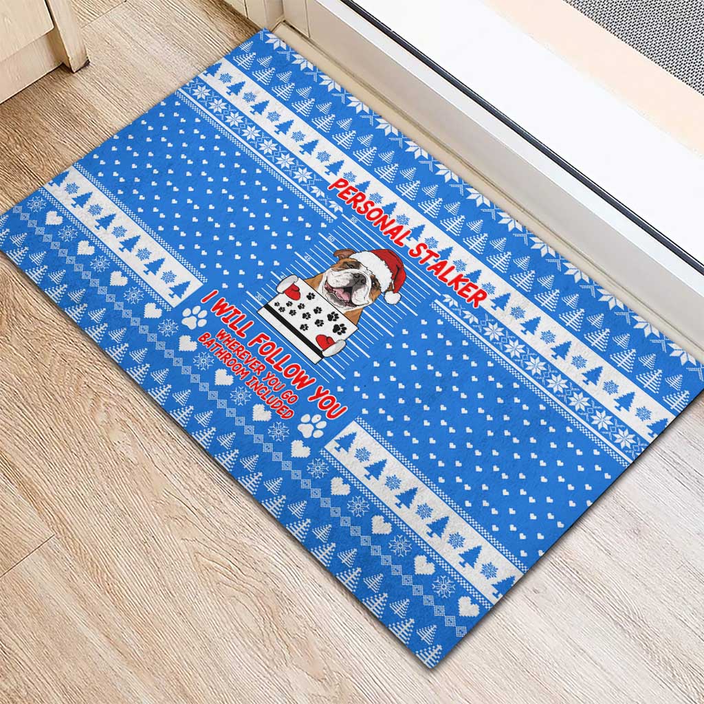 Christmas Stalker Bulldog Rubber Doormat Xmas Holiday Patterns - Wonder Print Shop