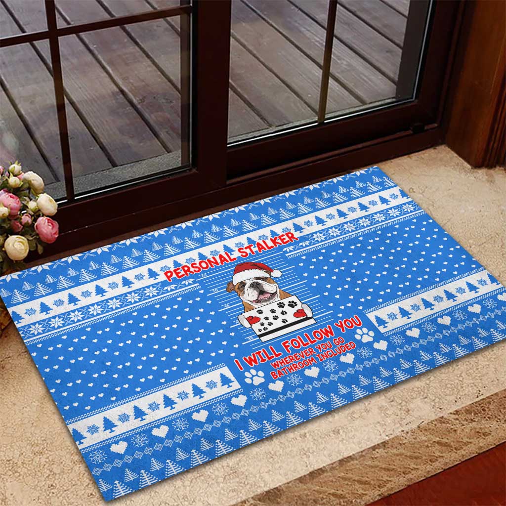 Christmas Stalker Bulldog Rubber Doormat Xmas Holiday Patterns - Wonder Print Shop