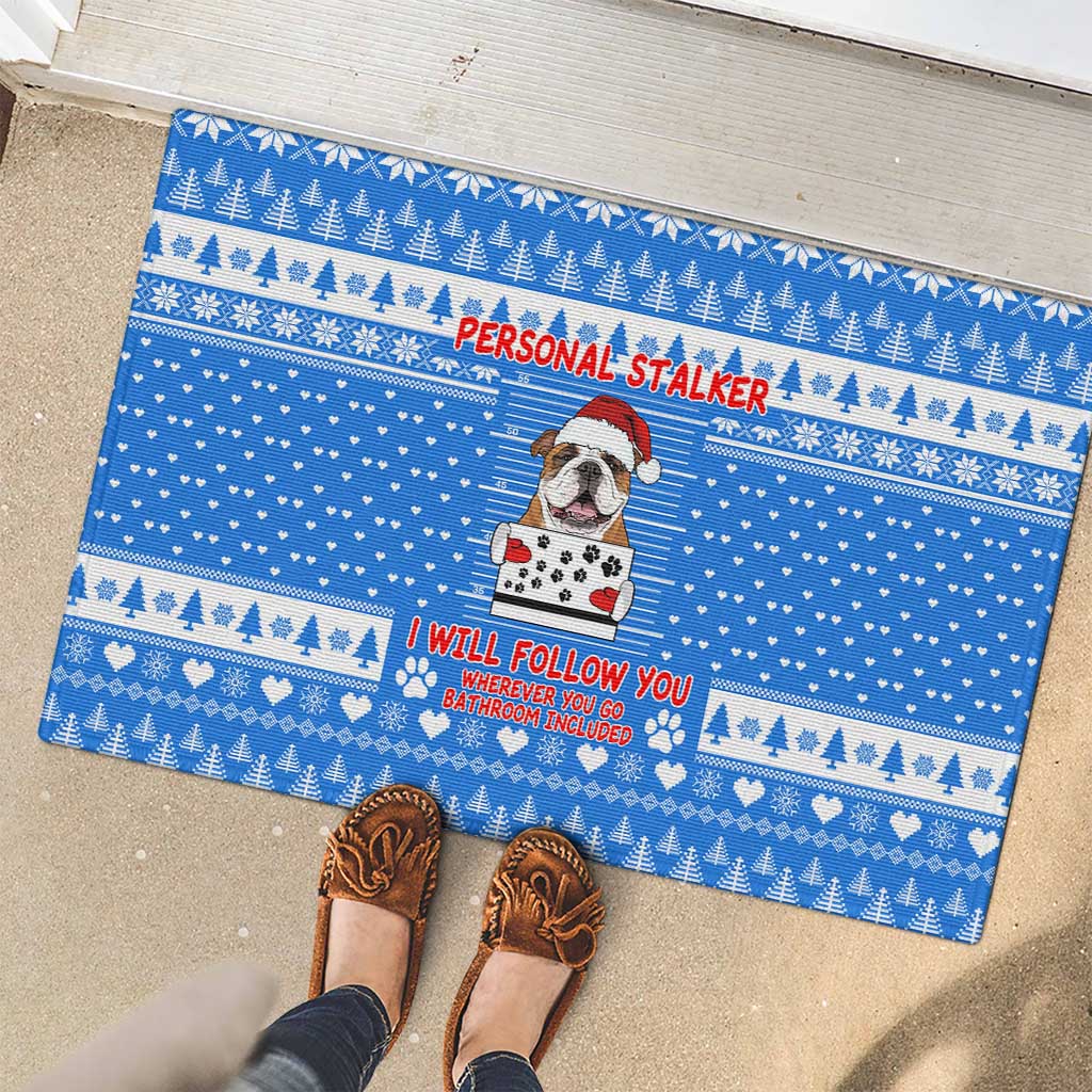 Christmas Stalker Bulldog Rubber Doormat Xmas Holiday Patterns - Wonder Print Shop