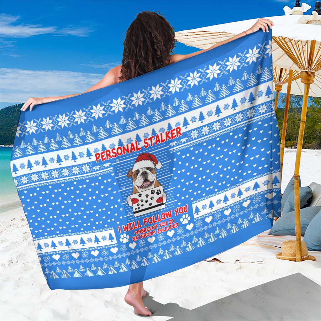 Christmas Stalker Bulldog Sarong Xmas Holiday Patterns - Wonder Print Shop