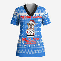 Christmas Stalker Bulldog Scrub Top Xmas Holiday Patterns - Wonder Print Shop