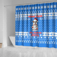Christmas Stalker Bulldog Shower Curtain Xmas Holiday Patterns - Wonder Print Shop