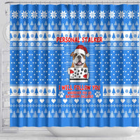 Christmas Stalker Bulldog Shower Curtain Xmas Holiday Patterns - Wonder Print Shop