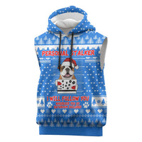 Christmas Stalker Bulldog Sleeveless Hoodie Xmas Holiday Patterns - Wonder Print Shop
