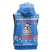 Christmas Stalker Bulldog Sleeveless Zip Hoodie Xmas Holiday Patterns - Wonder Print Shop