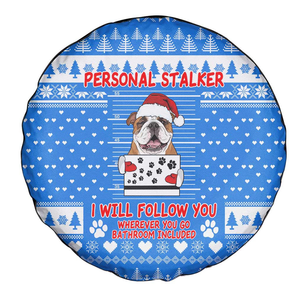 Christmas Stalker Bulldog Spare Tire Cover Xmas Holiday Patterns - Wonder Print Shop
