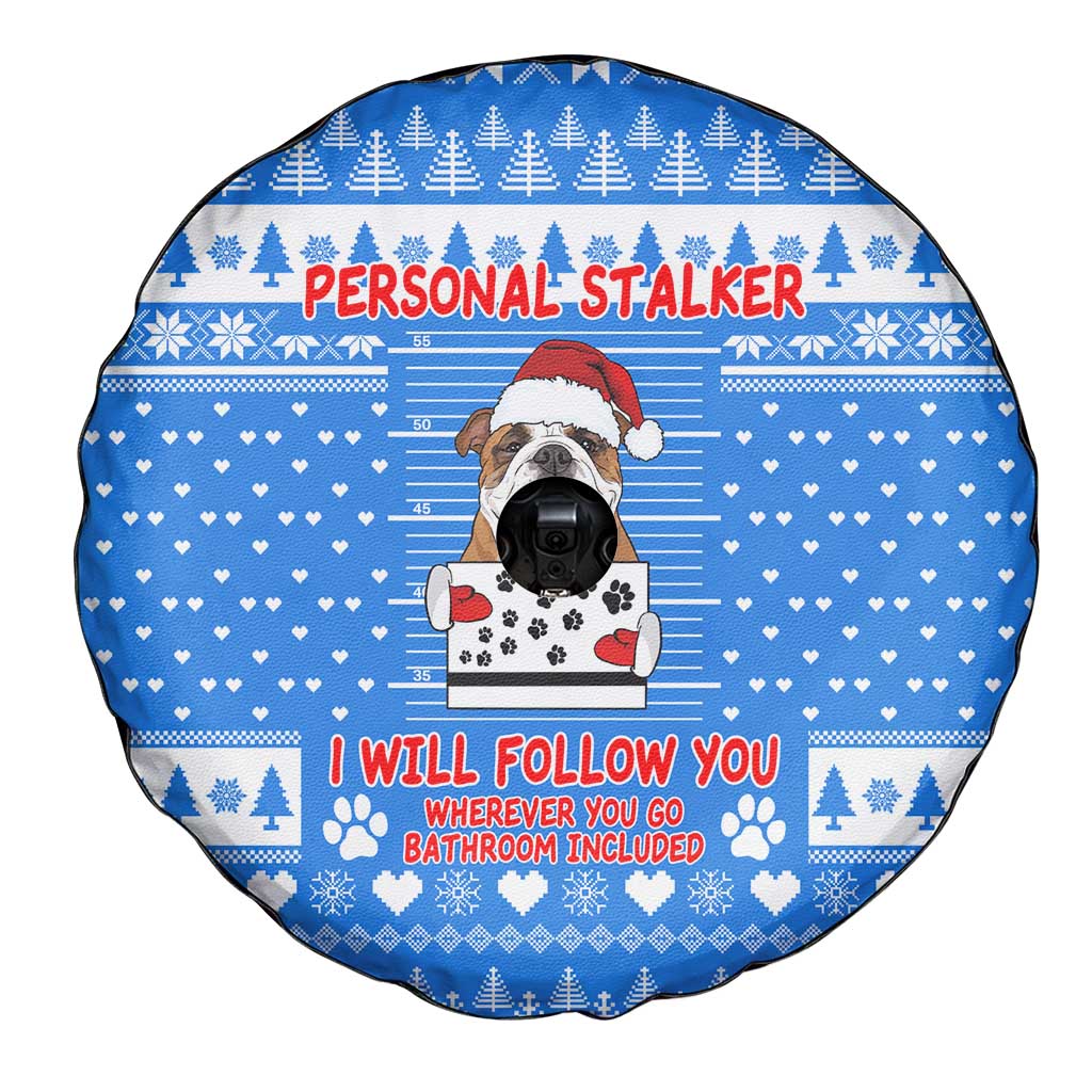 Christmas Stalker Bulldog Spare Tire Cover Xmas Holiday Patterns - Wonder Print Shop