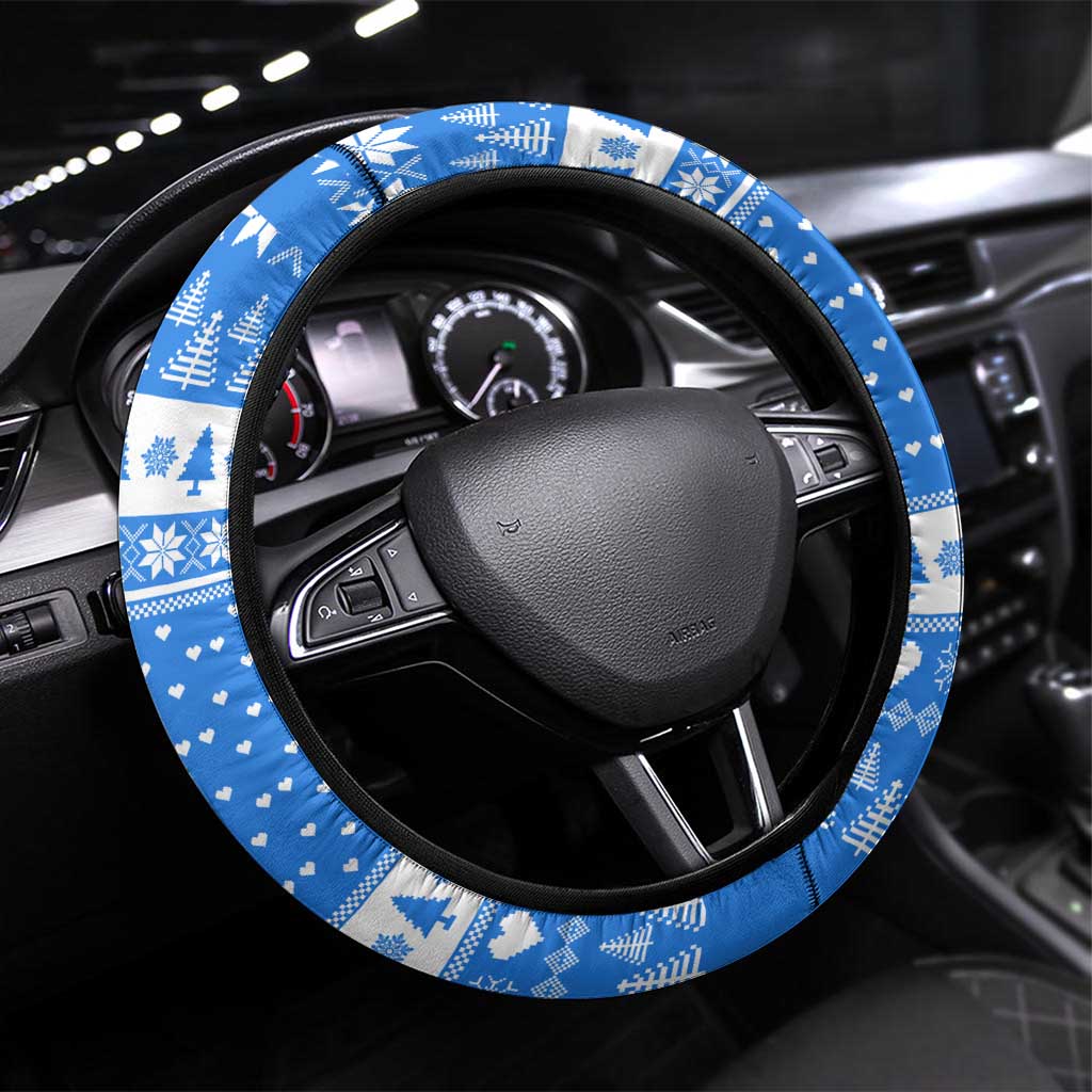 Christmas Stalker Bulldog Steering Wheel Cover Xmas Holiday Patterns - Wonder Print Shop