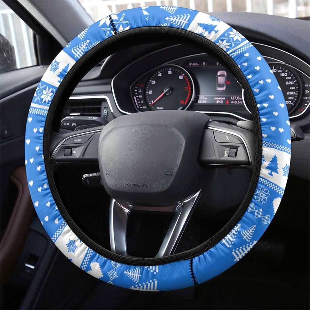Christmas Stalker Bulldog Steering Wheel Cover Xmas Holiday Patterns - Wonder Print Shop