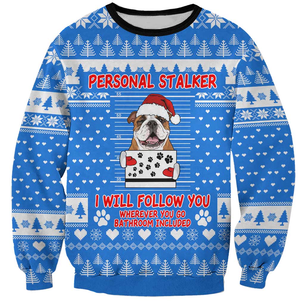 Christmas Stalker Bulldog Sweatshirt Xmas Holiday Patterns - Wonder Print Shop