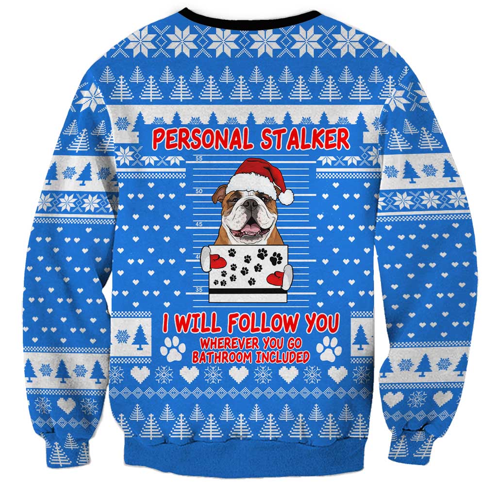 Christmas Stalker Bulldog Sweatshirt Xmas Holiday Patterns - Wonder Print Shop