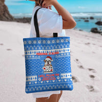 Christmas Stalker Bulldog Tote Bag Xmas Holiday Patterns - Wonder Print Shop