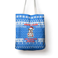 Christmas Stalker Bulldog Tote Bag Xmas Holiday Patterns - Wonder Print Shop