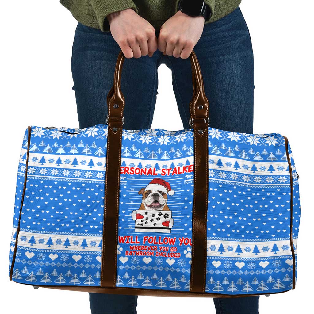Christmas Stalker Bulldog Travel Bag Xmas Holiday Patterns - Wonder Print Shop