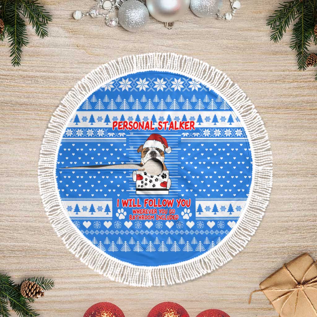 Christmas Stalker Bulldog Tree Skirt Xmas Holiday Patterns - Wonder Print Shop