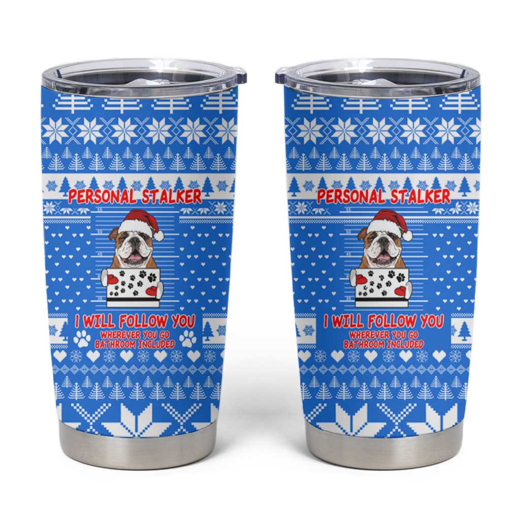 Christmas Stalker Bulldog Tumbler Cup Xmas Holiday Patterns - Wonder Print Shop