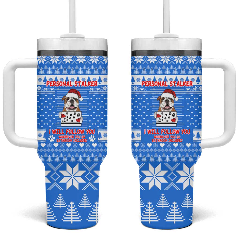Christmas Stalker Bulldog Tumbler With Handle Xmas Holiday Patterns - Wonder Print Shop