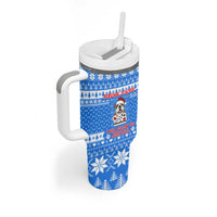 Christmas Stalker Bulldog Tumbler With Handle Xmas Holiday Patterns - Wonder Print Shop