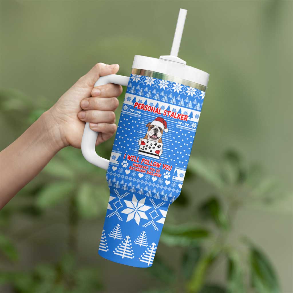 Christmas Stalker Bulldog Tumbler With Handle Xmas Holiday Patterns - Wonder Print Shop