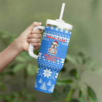 Christmas Stalker Bulldog Tumbler With Handle Xmas Holiday Patterns - Wonder Print Shop