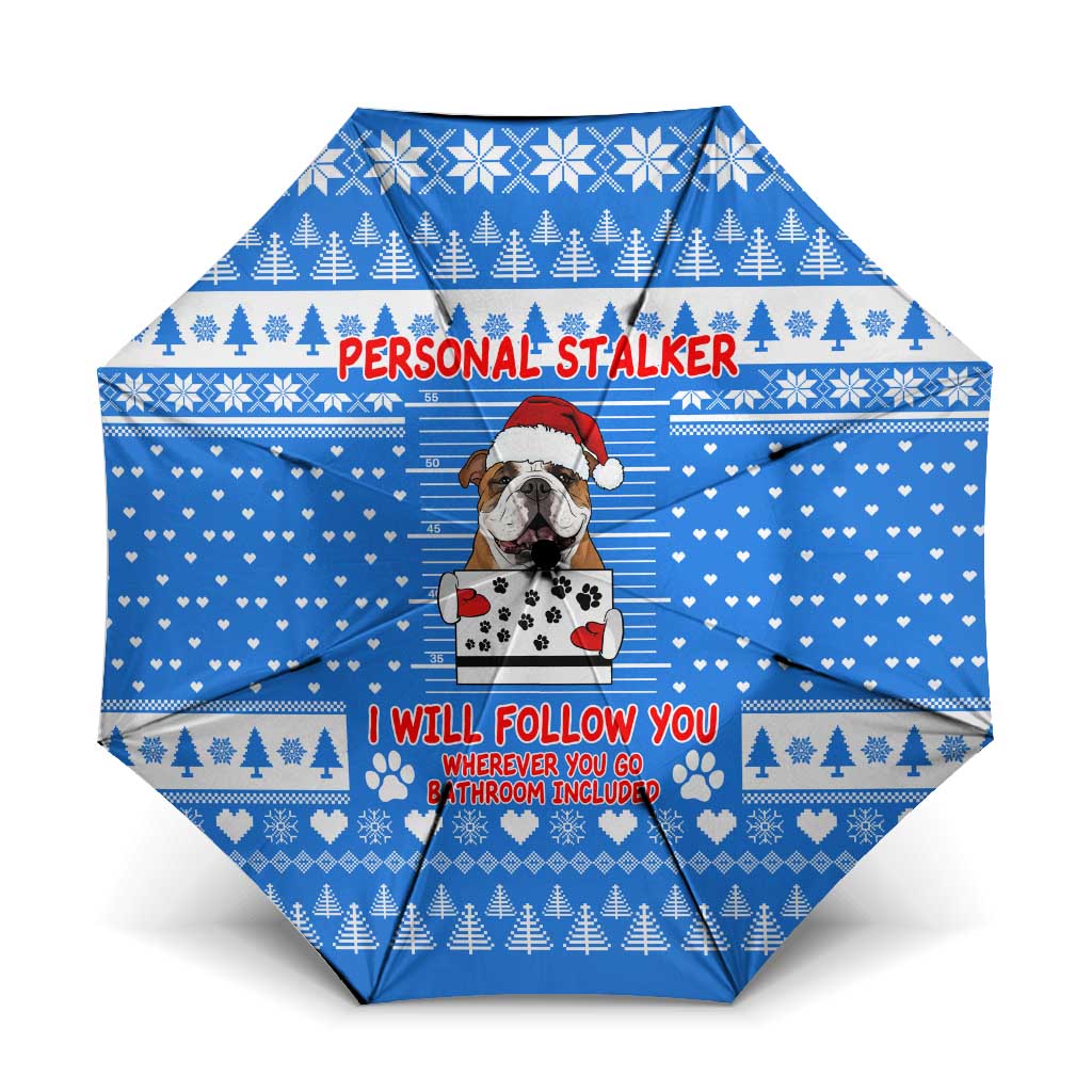 Christmas Stalker Bulldog Umbrella Xmas Holiday Patterns - Wonder Print Shop