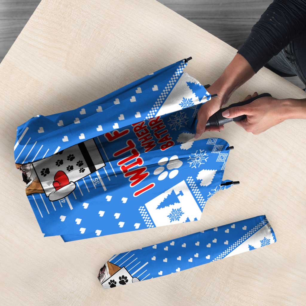 Christmas Stalker Bulldog Umbrella Xmas Holiday Patterns - Wonder Print Shop