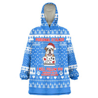 Christmas Stalker Bulldog Wearable Blanket Hoodie Xmas Holiday Patterns - Wonder Print Shop