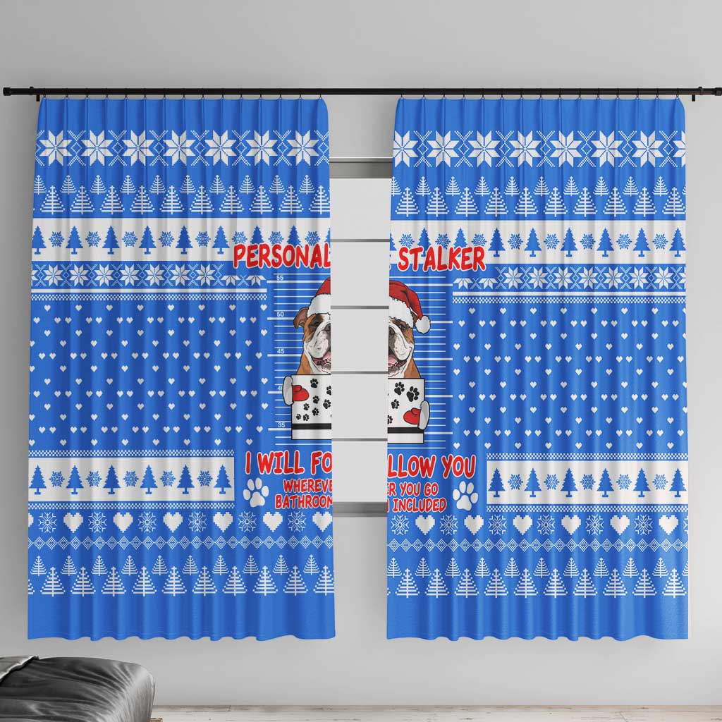 Christmas Stalker Bulldog Window Curtain Xmas Holiday Patterns - Wonder Print Shop