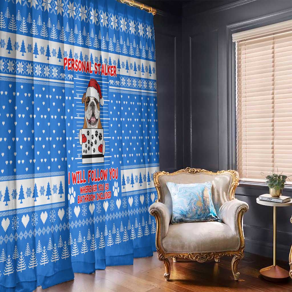 Christmas Stalker Bulldog Window Curtain Xmas Holiday Patterns - Wonder Print Shop