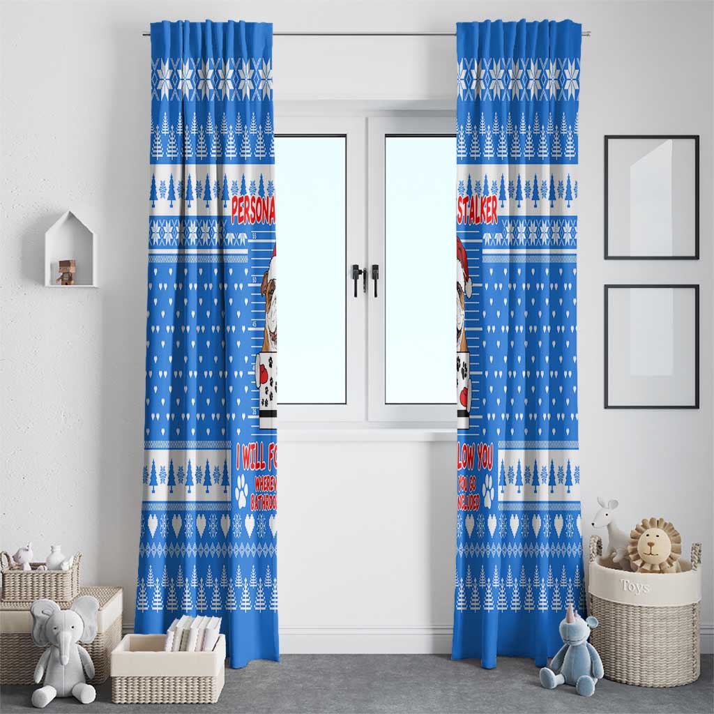 Christmas Stalker Bulldog Window Curtain Xmas Holiday Patterns - Wonder Print Shop