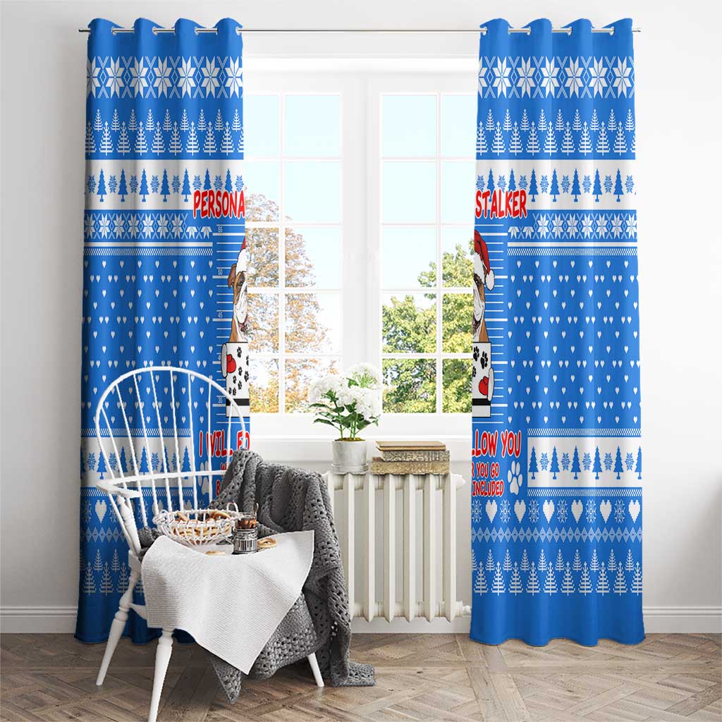 Christmas Stalker Bulldog Window Curtain Xmas Holiday Patterns - Wonder Print Shop