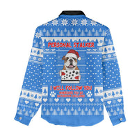 Christmas Stalker Bulldog Women Casual Shirt Xmas Holiday Patterns - Wonder Print Shop