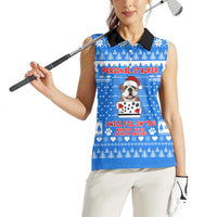 Christmas Stalker Bulldog Women Sleeveless Polo Shirt Xmas Holiday Patterns - Wonder Print Shop