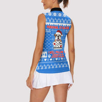 Christmas Stalker Bulldog Women Sleeveless Polo Shirt Xmas Holiday Patterns - Wonder Print Shop