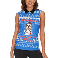 Christmas Stalker Bulldog Women Sleeveless Polo Shirt Xmas Holiday Patterns - Wonder Print Shop