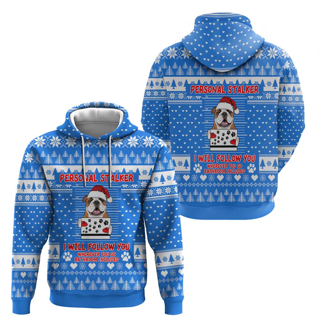 Christmas Stalker Bulldog Zip Hoodie Xmas Holiday Patterns - Wonder Print Shop