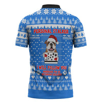 Christmas Stalker Bulldog Zipper Polo Shirt Xmas Holiday Patterns - Wonder Print Shop