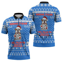 Christmas Stalker Bulldog Zipper Polo Shirt Xmas Holiday Patterns - Wonder Print Shop