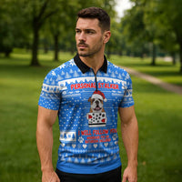 Christmas Stalker Bulldog Zipper Polo Shirt Xmas Holiday Patterns - Wonder Print Shop