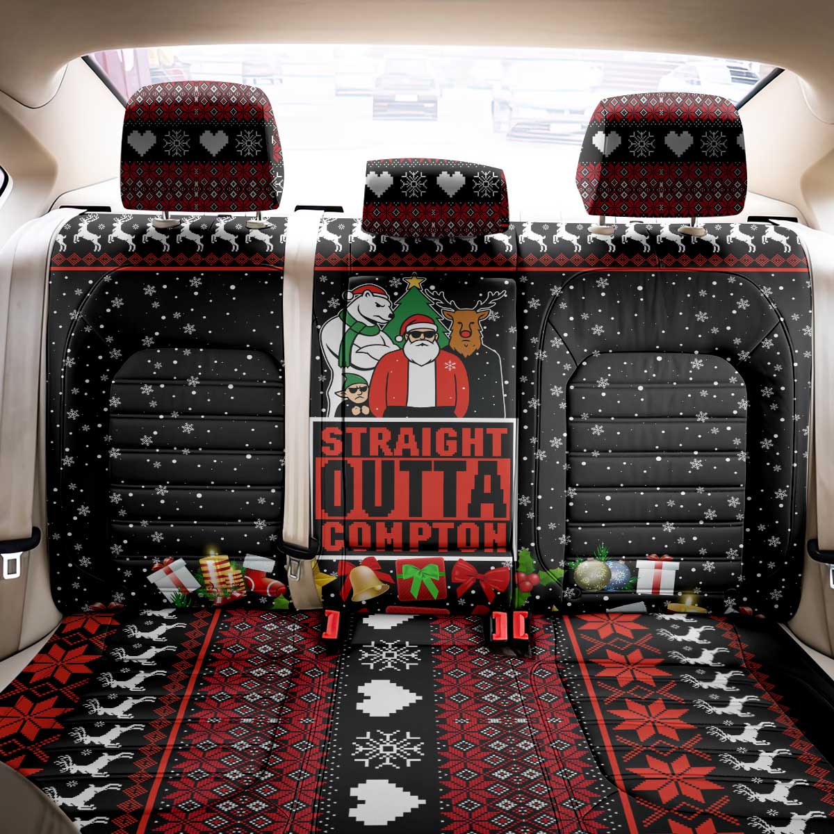 Christmas Straight Outta Gangsta Claus Back Car Seat Cover Xmas Holiday Patterns - Wonder Print Shop