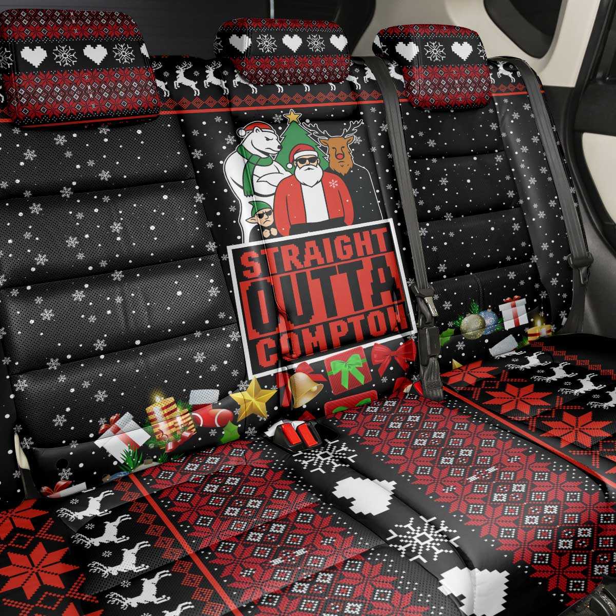 Christmas Straight Outta Gangsta Claus Back Car Seat Cover Xmas Holiday Patterns - Wonder Print Shop