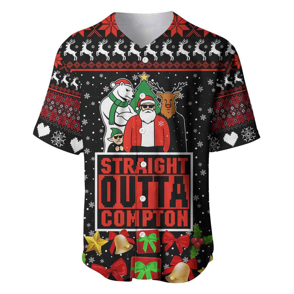 Christmas Straight Outta Gangsta Claus Baseball Jersey Xmas Holiday Patterns - Wonder Print Shop