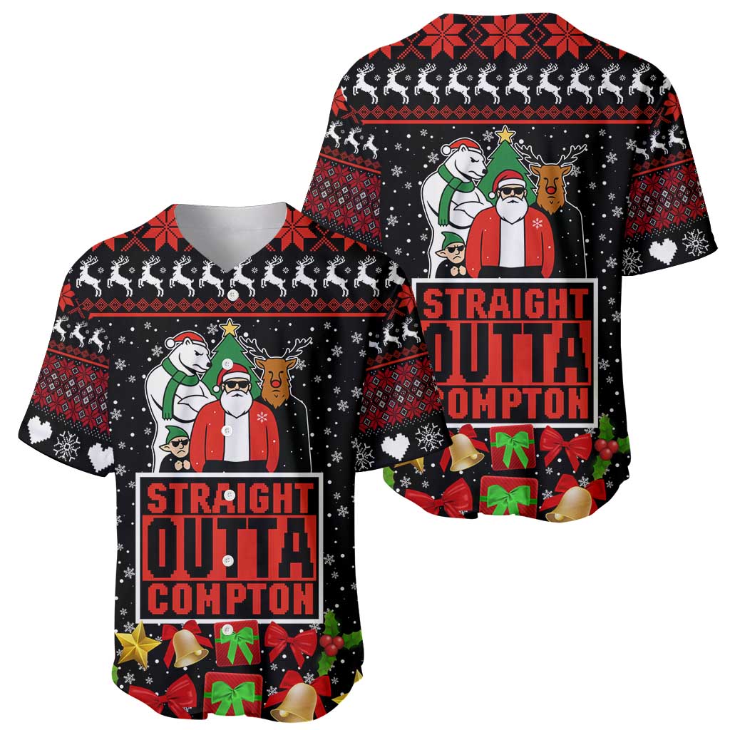 Christmas Straight Outta Gangsta Claus Baseball Jersey Xmas Holiday Patterns - Wonder Print Shop