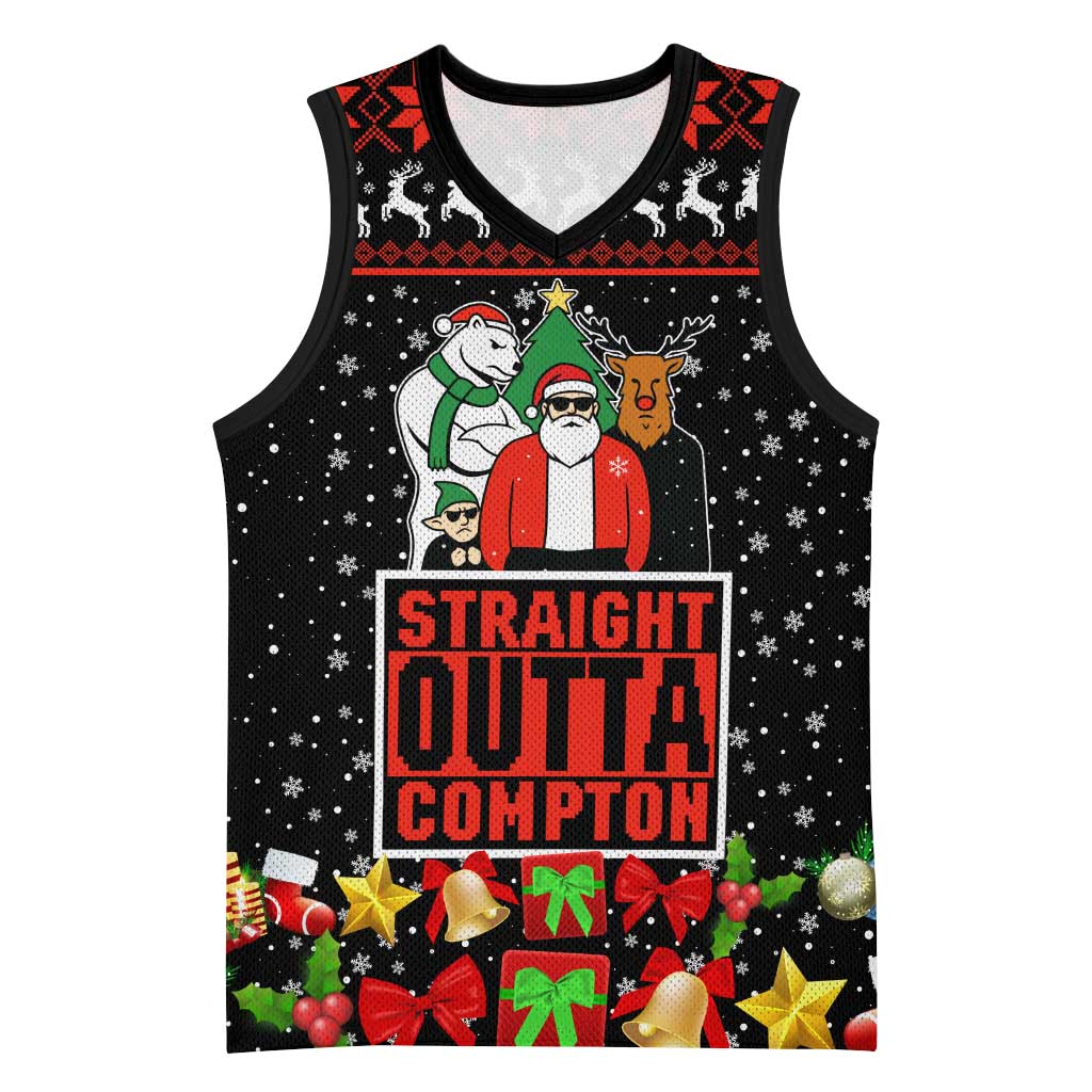 Christmas Straight Outta Gangsta Claus Basketball Jersey Xmas Holiday Patterns - Wonder Print Shop