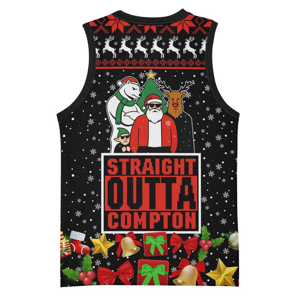 Christmas Straight Outta Gangsta Claus Basketball Jersey Xmas Holiday Patterns - Wonder Print Shop