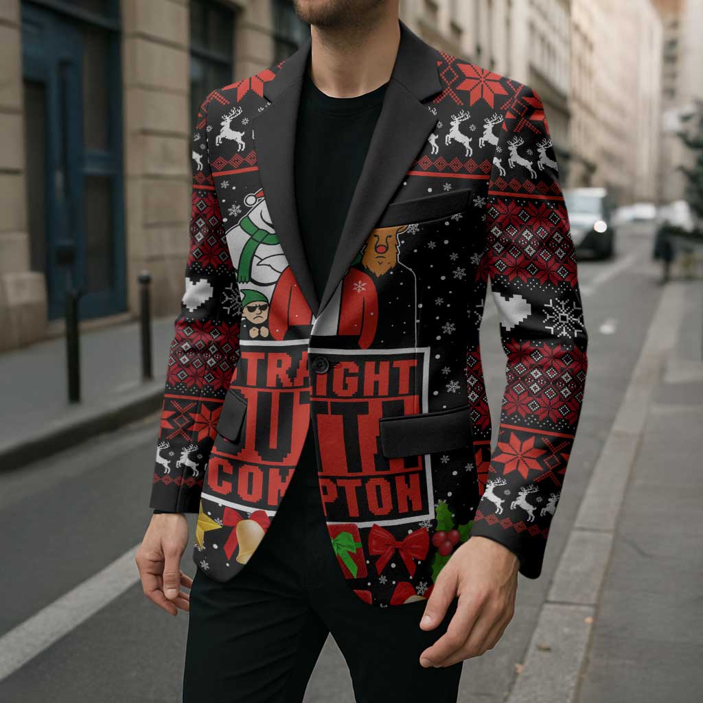 Christmas Straight Outta Gangsta Claus Blazer Xmas Holiday Patterns - Wonder Print Shop