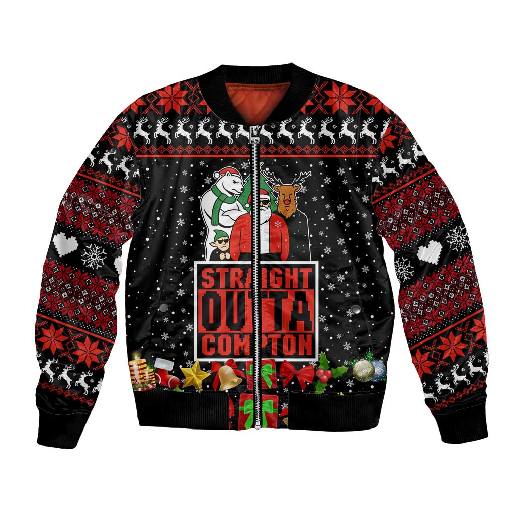Christmas Straight Outta Gangsta Claus Bomber Jacket Xmas Holiday Patterns - Wonder Print Shop
