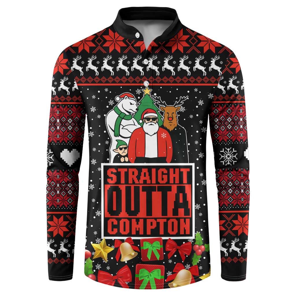 Christmas Straight Outta Gangsta Claus Button Sweatshirt Xmas Holiday Patterns - Wonder Print Shop